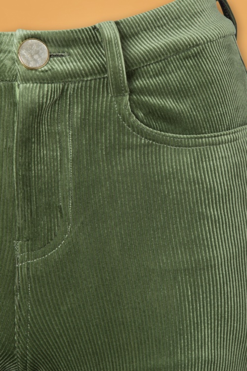 Traffic People - 70s Charade Flare Trousers in Green 4