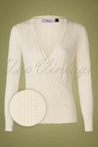 Banned Retro - 50s Royal Wrap Top in Ivory