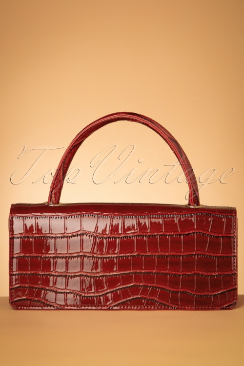 Collectif Clothing - 50s Caroline Crocodile Bag in Red 4