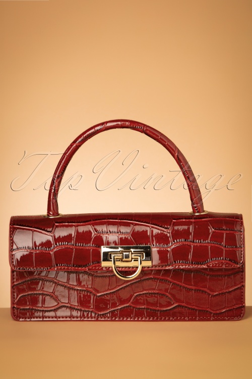Collectif Clothing - Caroline Crocodile Bag Années 50 en Rouge