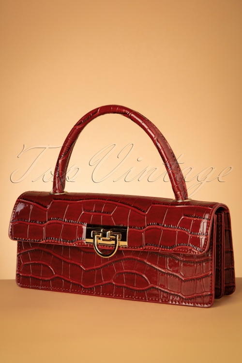 Collectif Clothing - Caroline Crocodile Bag Années 50 en Rouge 3