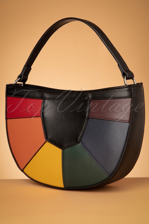 Collectif Clothing - Suzie Rainbow Bag Années 50 en Noir et Multi 3