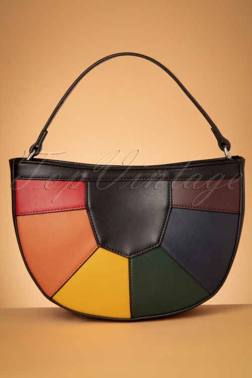 Collectif Clothing - Suzie Rainbow Bag Années 50 en Noir et Multi