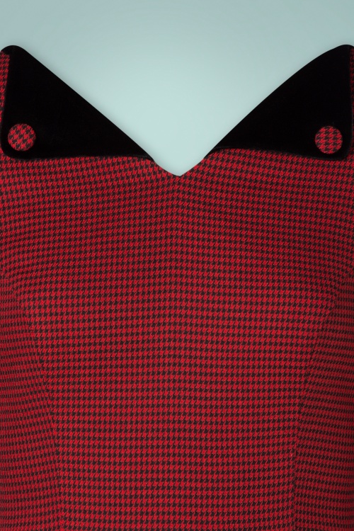 Banned Retro - 40s Regal Houndstooth Swing Dress in Red 5