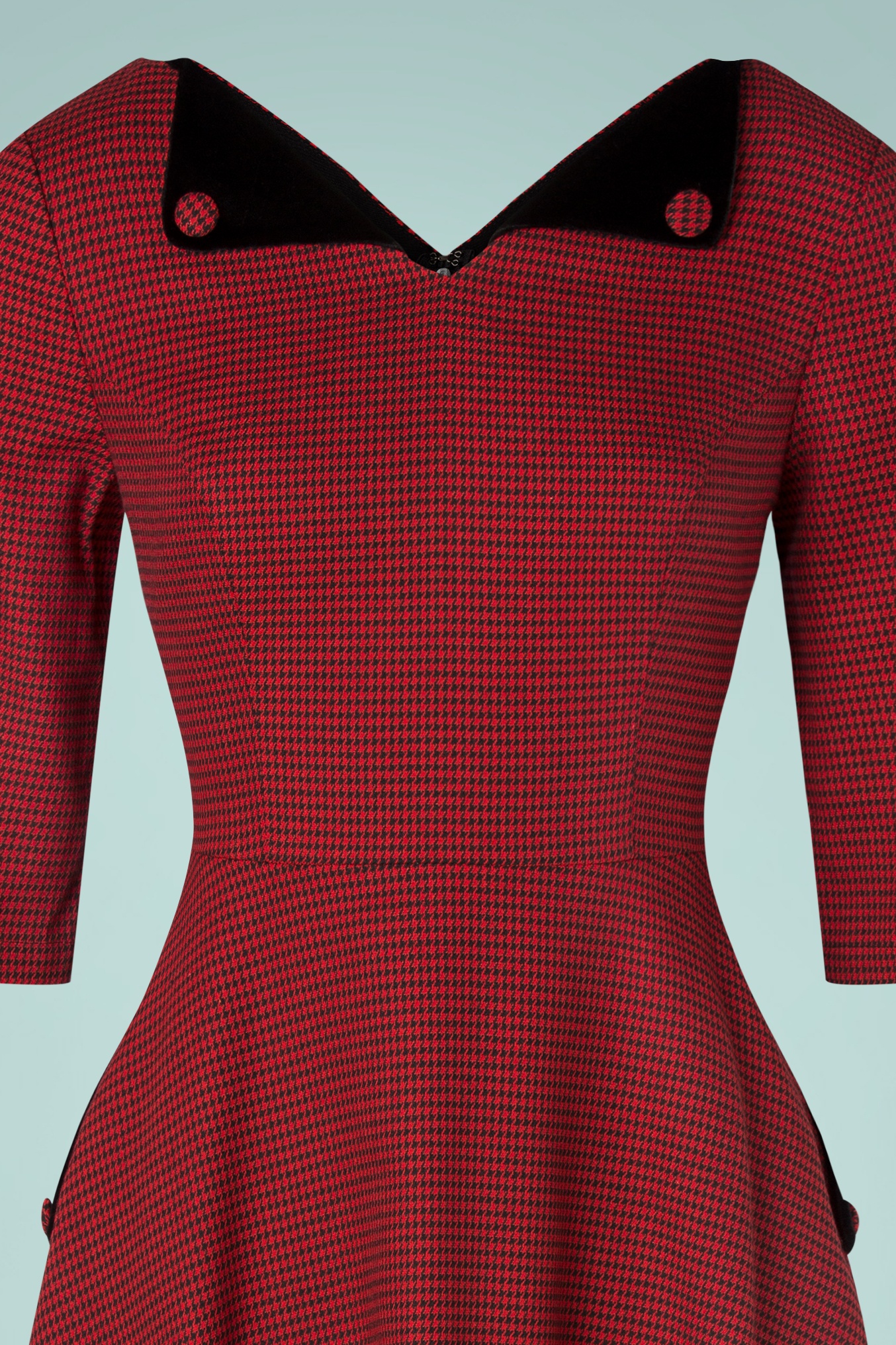 Banned Retro - Regal Houndstooth swingjurk in rood 4