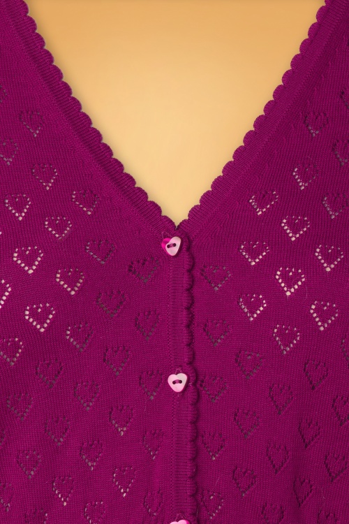 King Louie - 40s Heart Ajour Cardigan in Beaujolais Red 3