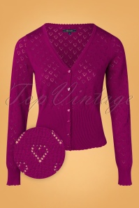 King Louie - 40s Heart Ajour Cardigan in Beaujolais Red