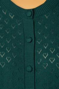 King Louie - 40s Heart Ajour Puff Cardigan in Dragonfly Green 3