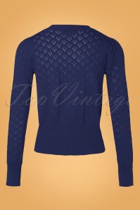 King Louie - 40s Heart Ajour Puff Cardigan in Nuit Blue 2