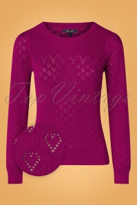 King Louie - 60s Bella Heart Ajour Top in Beaujolais Red