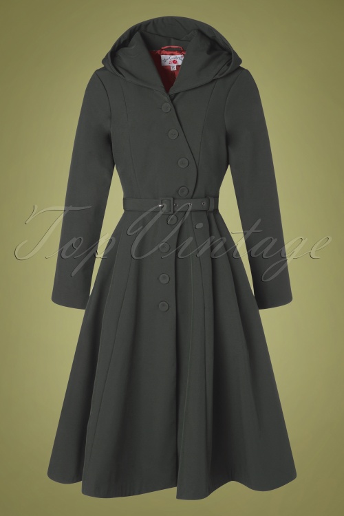 Miss Candyfloss - 50s Lorin Tiffany Swing Trenchcoat in Charcoal 3