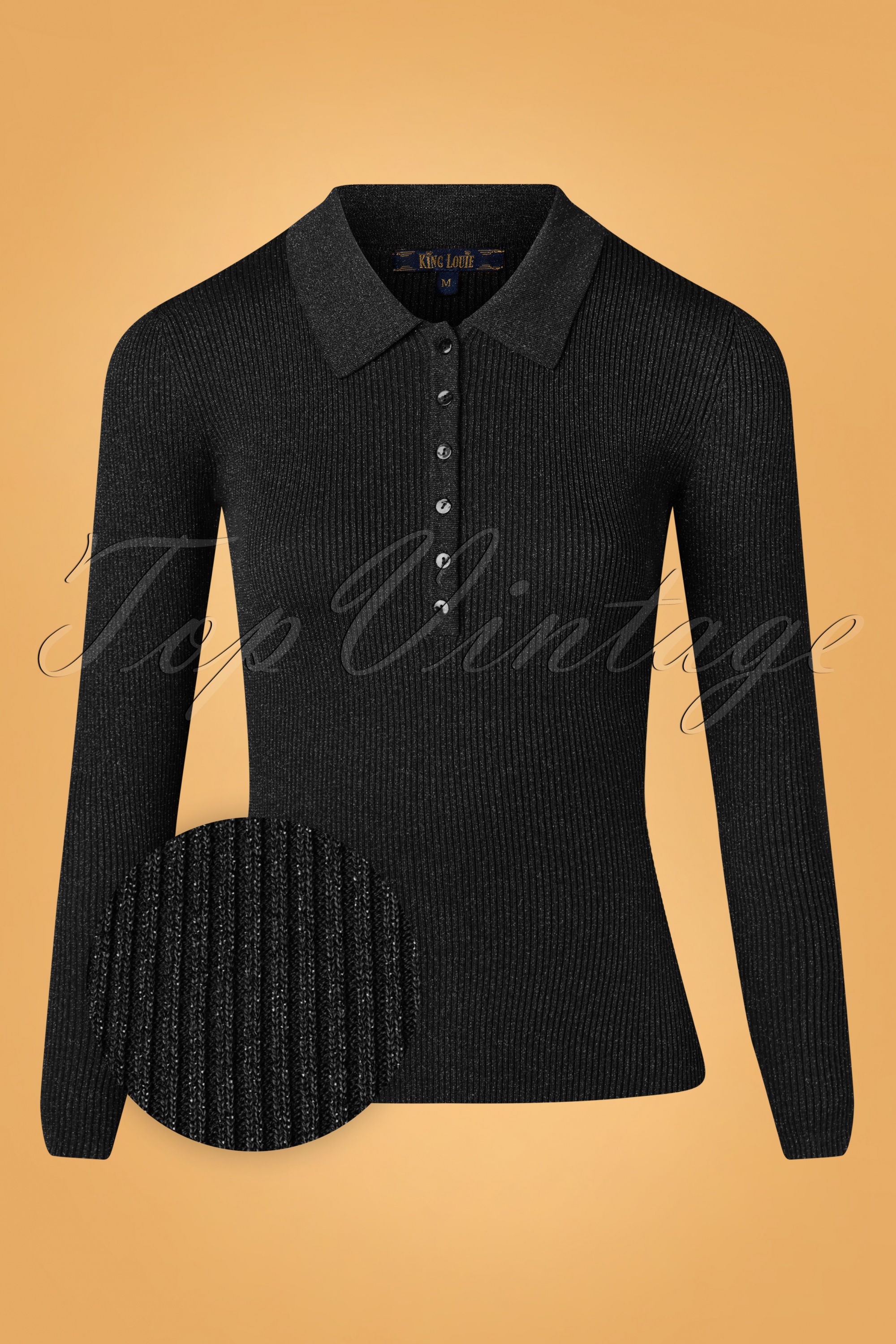 King Louie - Polo Lapis Organic Rib Top in zwart