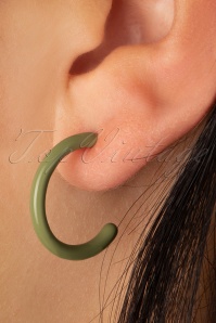 LULU Copenhagen - Colour Hoops Enamel Earrings en Vert