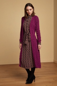 King Louie - 70s Tosca Midi Cardi in Lilac Red 2