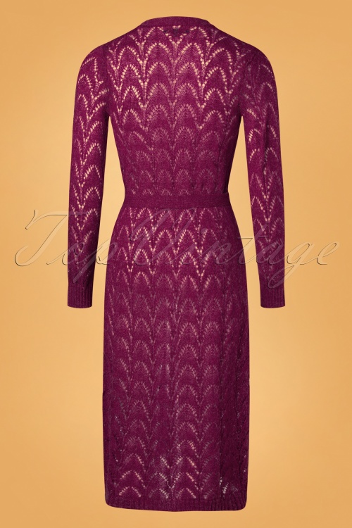 King Louie - 70s Tosca Midi Cardi in Lilac Red 5