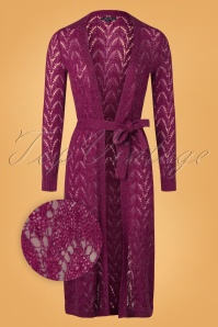 King Louie - 70s Tosca Midi Cardi in Lilac Red