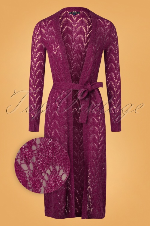 King Louie - 70s Tosca Midi Cardi in Lilac Red
