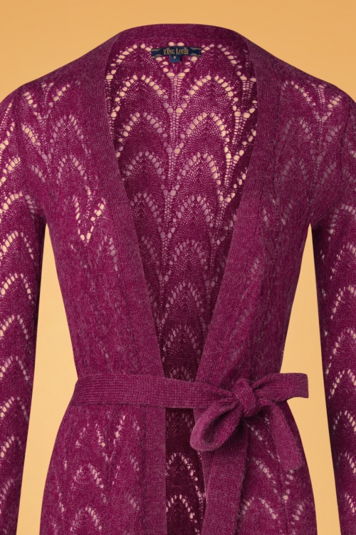 King Louie - 70s Tosca Midi Cardi in Lilac Red 3