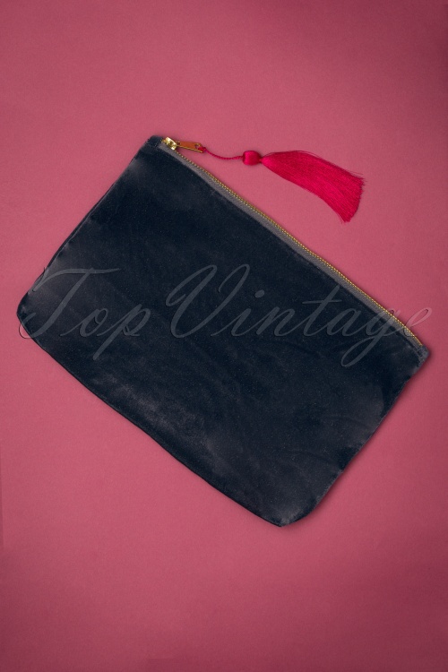 Powder - Painted Peony Zip Pouch in Charcoal 4