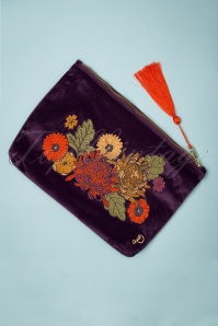 Powder - Vintage Flora Zip Pouch in Purple