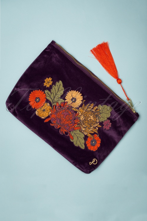 Powder - Vintage Flora Reißverschluss Tasche in Lila
