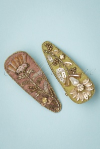Powder - Jewelled Hairclips in Petal and Sage