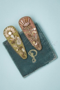 Powder - Jewelled Hairclips in Petal and Sage 4