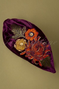 Powder - Folk Art Embroidered Velvet Hairband in Purple