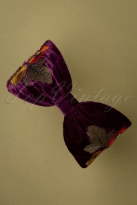 Powder - Folk Art Embroidered Velvet Hairband en Violet 4