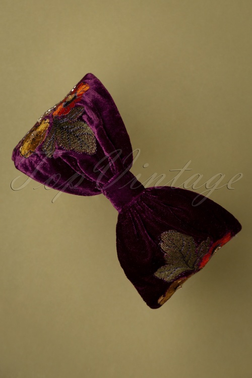 Powder - Folk Art Embroidered Velvet Hairband in Purple 4
