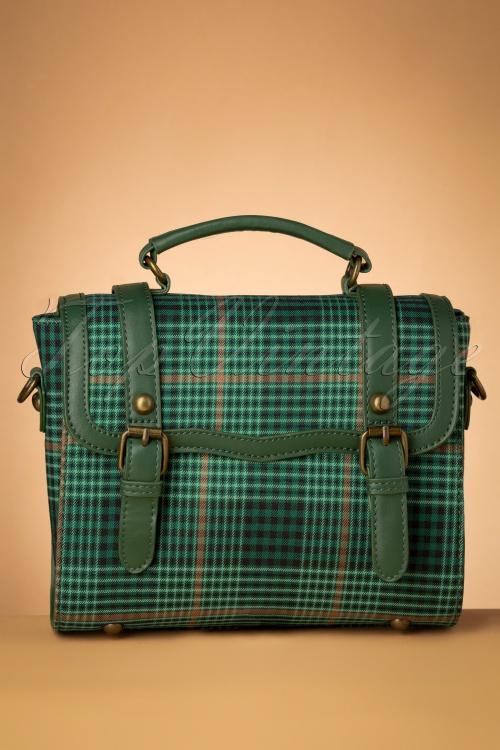 Lulu Hun - Joanna geruite Satchel tas in groen