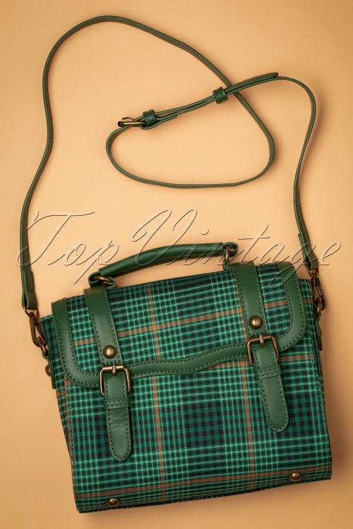 Lulu Hun - 50s Joanna Check Satchel Bag in Green 2