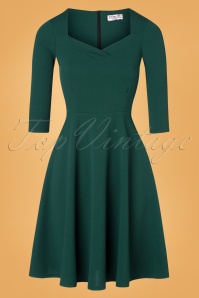 Vintage Chic for Topvintage - Tresie swing jurk in bosgroen 2