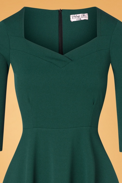Vintage Chic for Topvintage - 50s Tresie Swing Dress in Forest Green 3