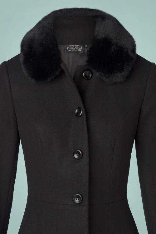 50s Erin Faux Fur Coat in Black
