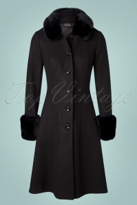 Vixen - 50s Erin Faux Fur Coat in Black