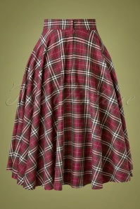 Banned Retro - 50s Winter Check Swing Skirt in Red 2