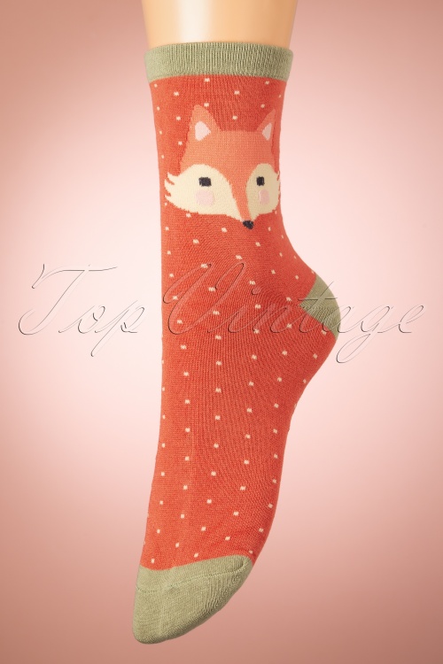Powder - Cheeky Fox Face Socks in Tangerine