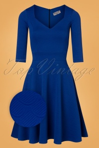 Vintage Chic for Topvintage - Jenna Jacquard Dress Années 60 en Bleu Roi