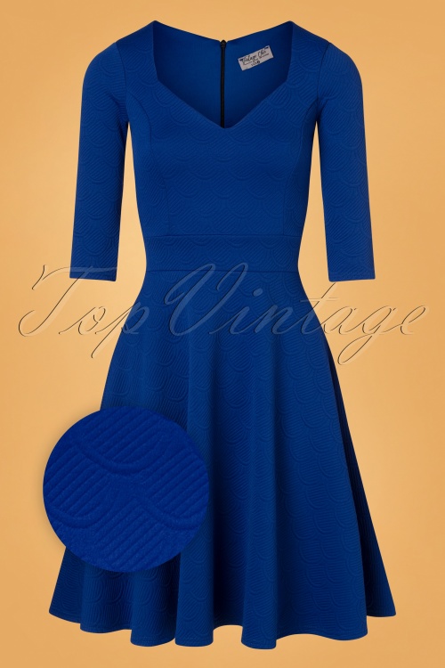 Vintage Chic for Topvintage - 60s Jenna Jacquard Dress in Royal Blue