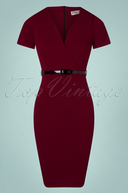 Vintage Chic for Topvintage - 50s Demi Pencil Dress in Wine 2