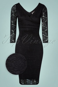 Vintage Chic for Topvintage - Graziela Lace pencil jurk in zwart