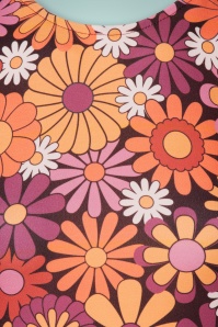 Vintage Chic for Topvintage - Flory Floral Dress Années 70 en Orange et Violet 5
