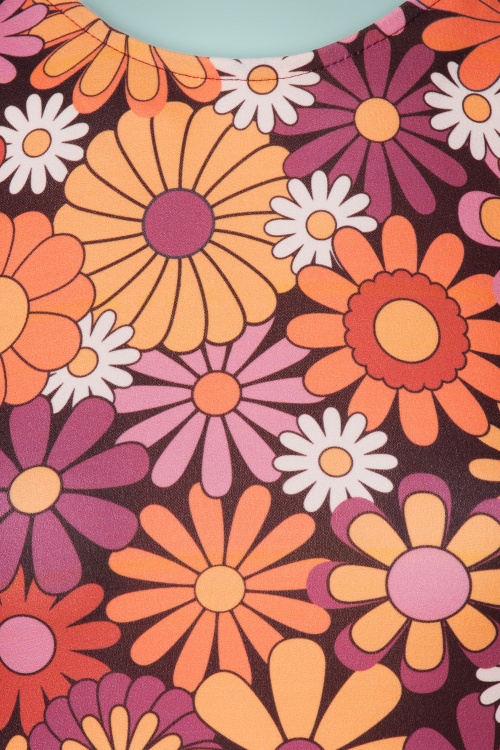 Vintage Chic for Topvintage - Flory Floral Kleid in Orange und Lila 5
