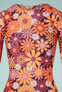 Vintage Chic for Topvintage - 70s Flory Floral Dress in Orange and Purple 4