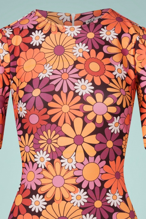 Vintage Chic for Topvintage - Flory Floral Kleid in Orange und Lila 4