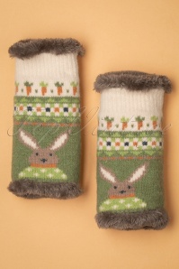 Powder - Bunny Carrot Wrist Warmers in Green 2