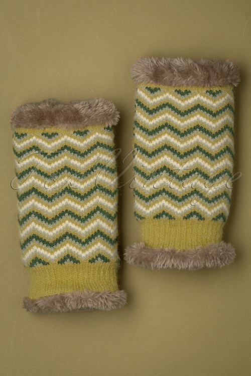 Powder - Zig Zag Wrist Warmers en Moutarde 2