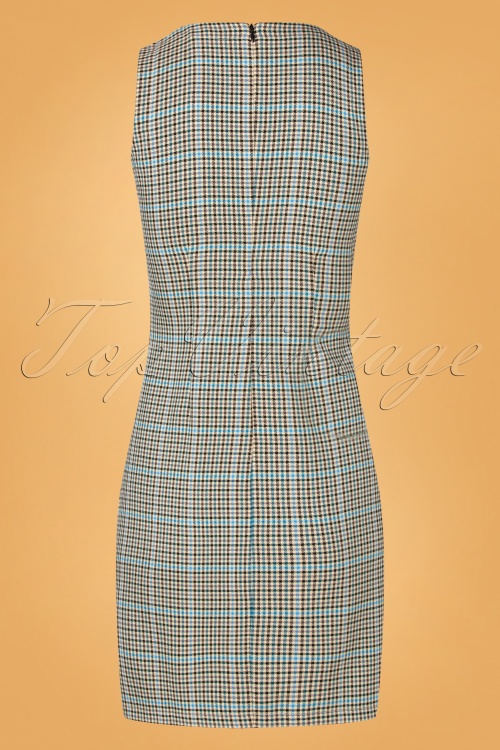 Mademoiselle YéYé - 60s Pina Square Plaid Pinafore Dress in Cream 3