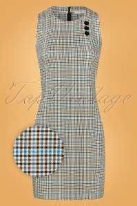 Mademoiselle YéYé - 60s Pina Square Plaid Pinafore Dress in Cream 2